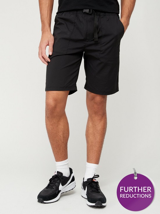 front image of jack-jones-juno-technical-shorts-black