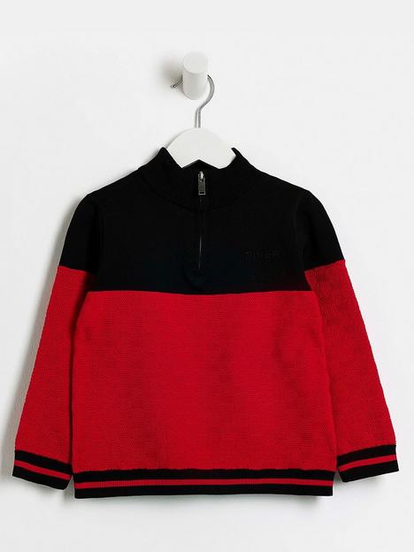 river-island-mini-mini-boys-knit-colour-block-jumper-red