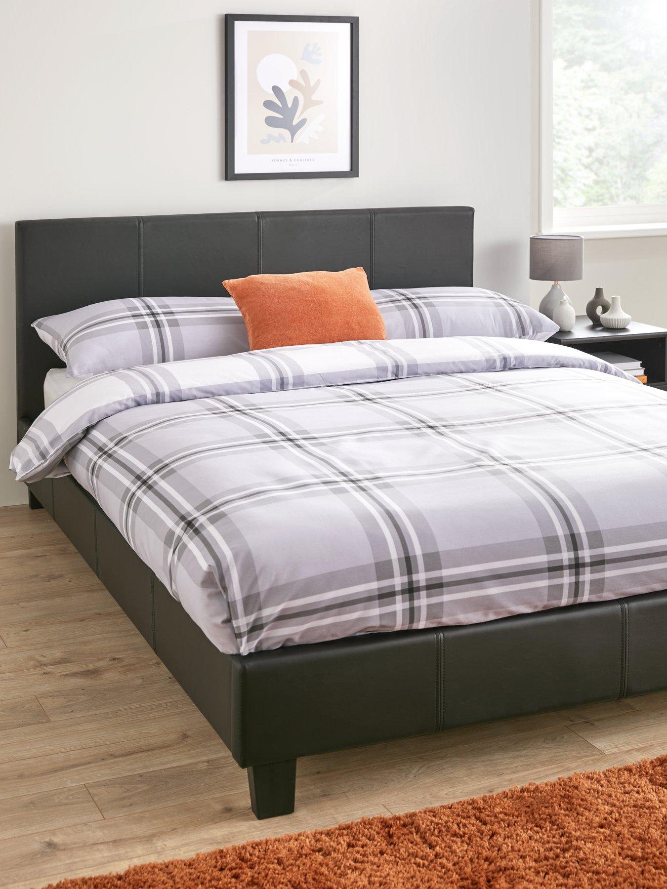 Faux leather deals bed frame king