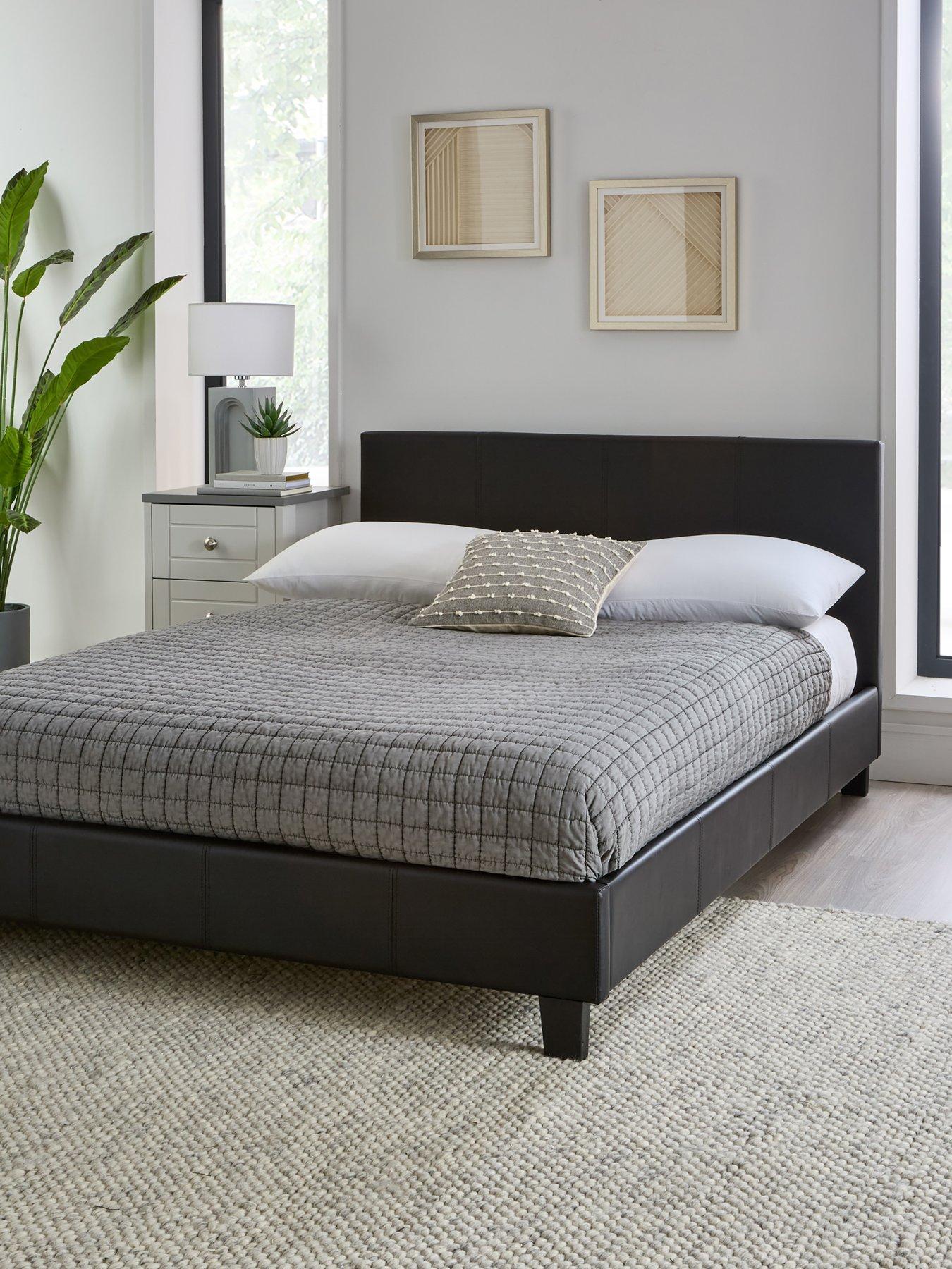 very-home-marston-faux-leather-bed-frame-with-mattress-options-buy-and-savenbsp--blacknbsp--fscreg-certified
