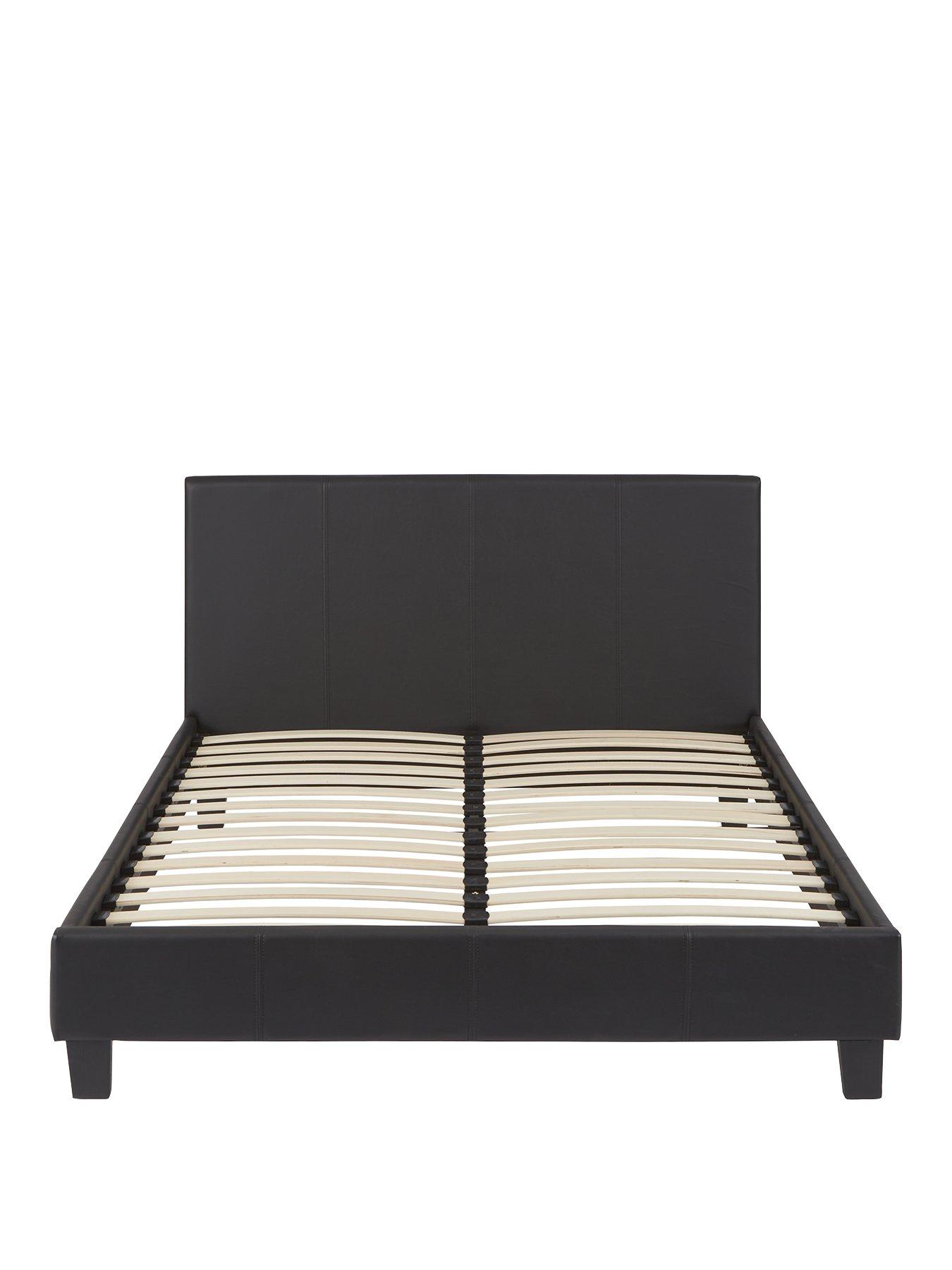  image of everyday-marston-faux-leather-bed-frame-with-mattress-options-buy-and-savenbsp--blacknbsp--fscreg-certified