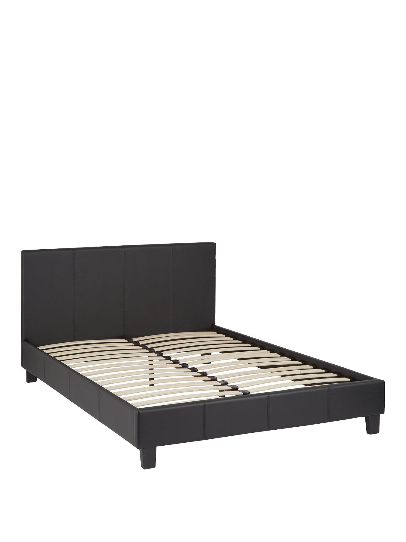  image of everyday-marston-faux-leather-bed-frame-with-mattress-options-buy-and-savenbsp--blacknbsp--fscreg-certified