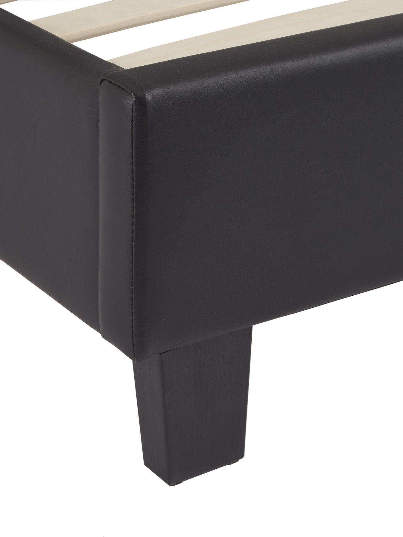  image of everyday-marston-faux-leather-bed-frame-with-mattress-options-buy-and-savenbsp--blacknbsp--fscreg-certified