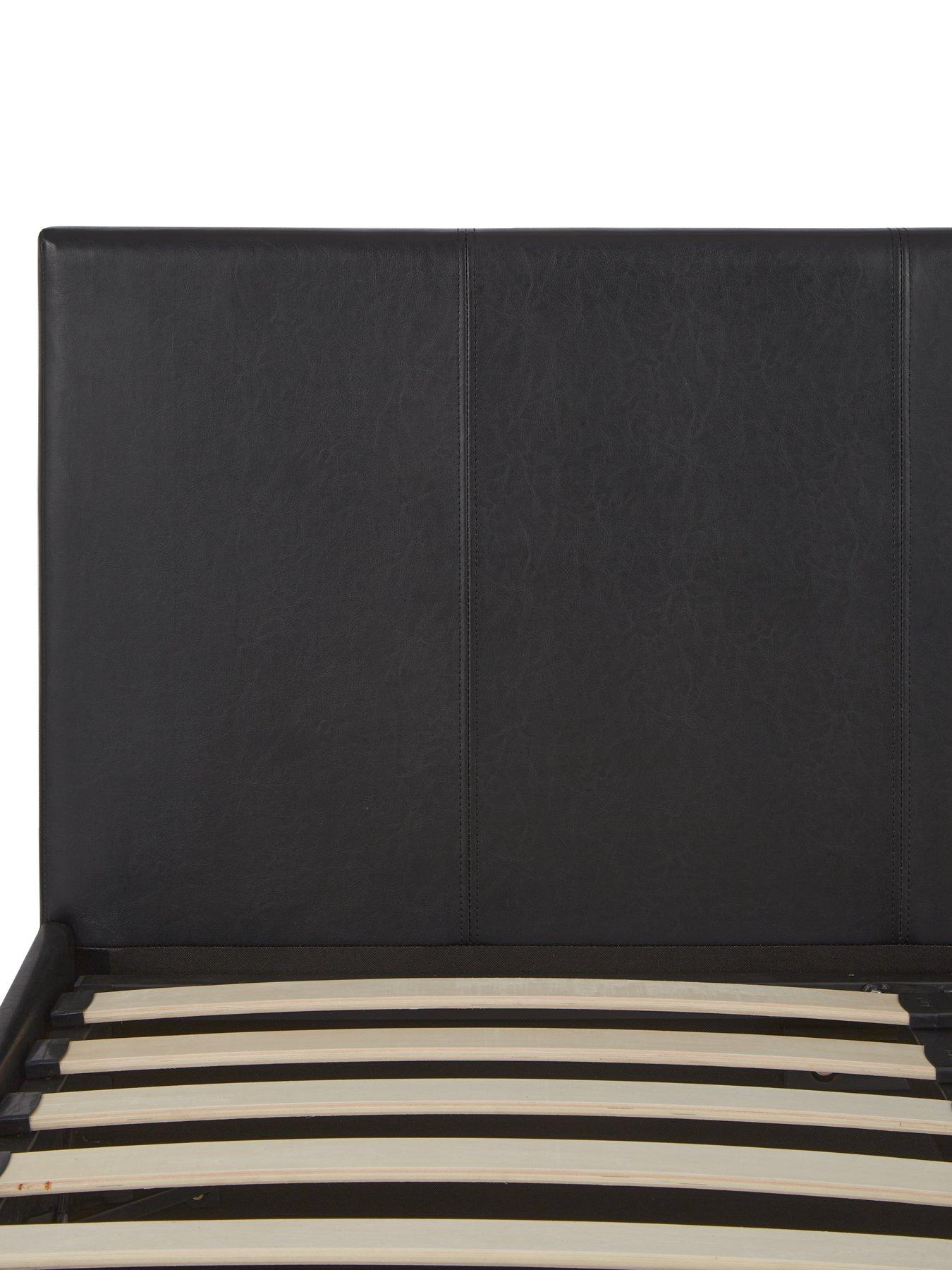  image of everyday-marston-faux-leather-bed-frame-with-mattress-options-buy-and-savenbsp--blacknbsp--fscreg-certified