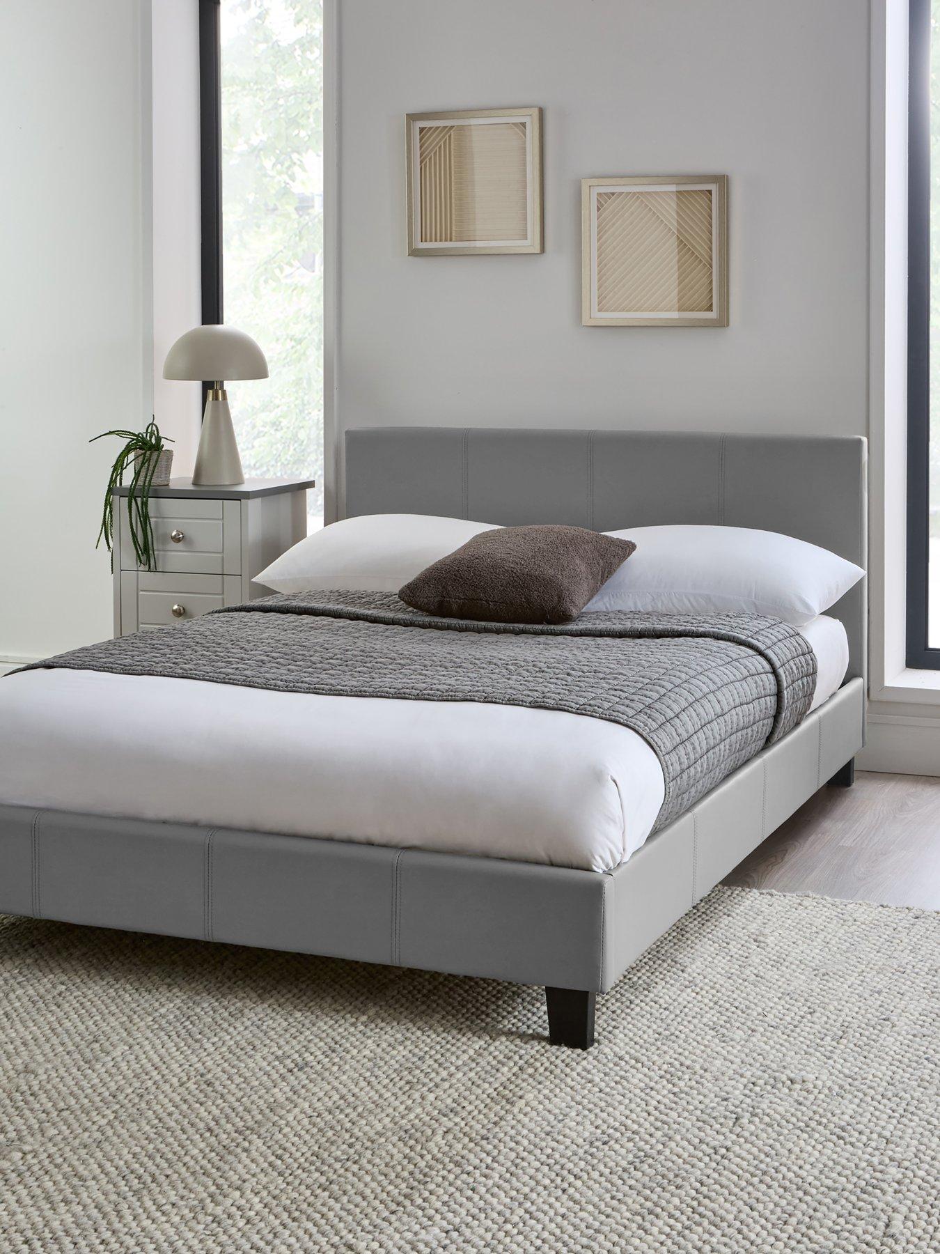 Very Home Marston Faux Leather Bed Frame with Mattress Options (Buy and SAVE!) - Grey -  - FSC® Certified