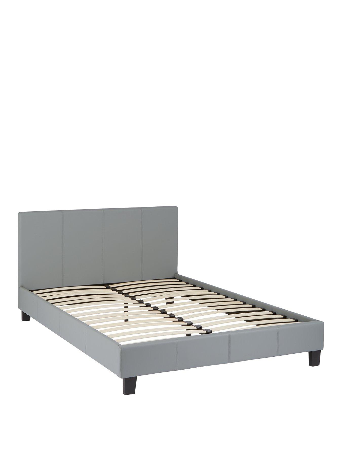  image of everyday-marston-faux-leather-bed-frame-with-mattress-options-buy-and-save-greynbsp-nbspnbsp--fscreg-certified