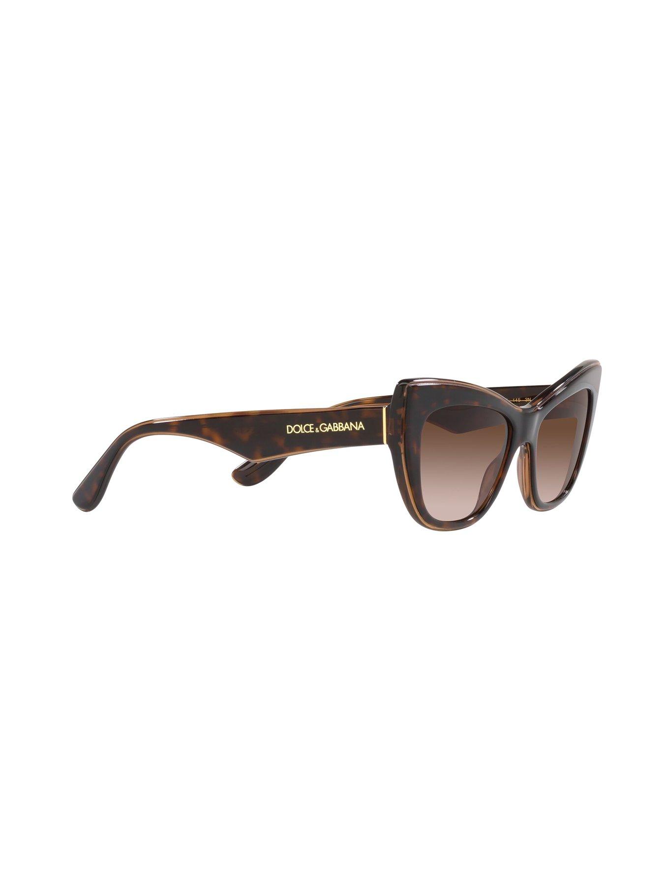  image of dolce-gabbana-dolce-and-gabbana-cat-eye-sunglasses-havanatransparent-brown