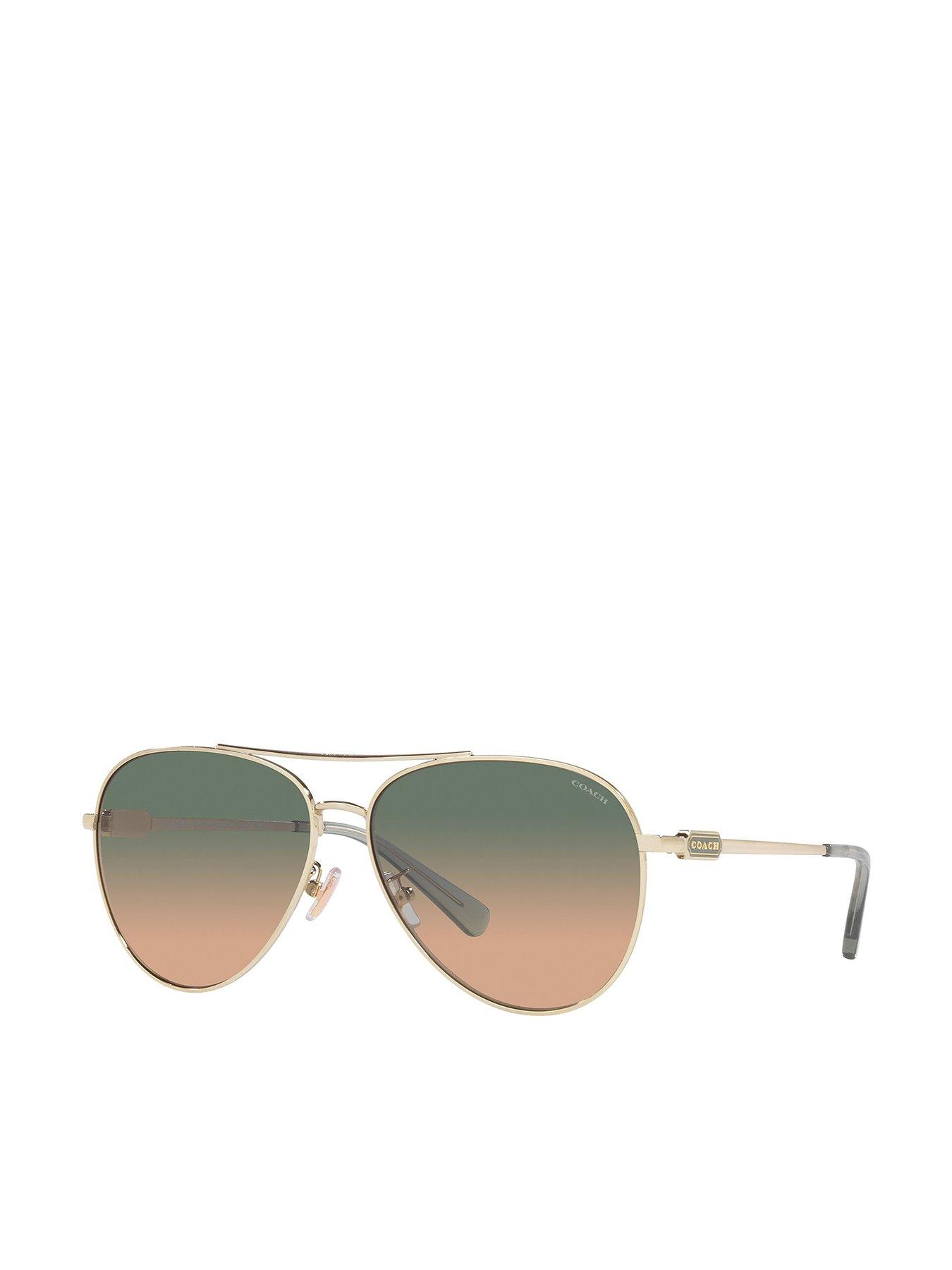 front image of coach-pilot-sunglasses-shiny-light-gold