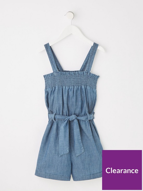 front image of v-by-very-girls-denim-tie-front-playsuit-light-wash