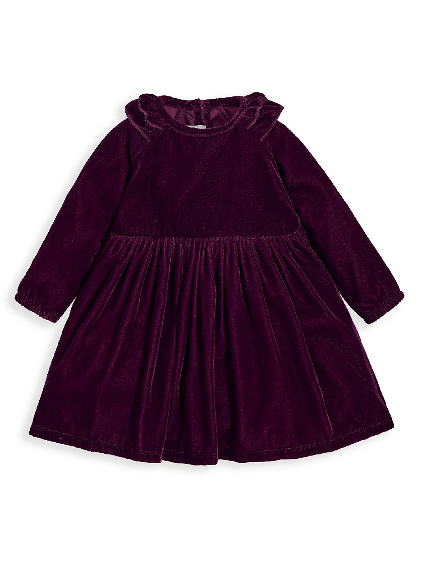 Mamas & Papas Baby Girls Velour Dress Red