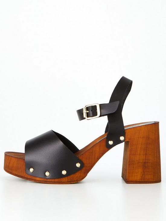 front image of v-by-very-heeled-clog-sandal-black