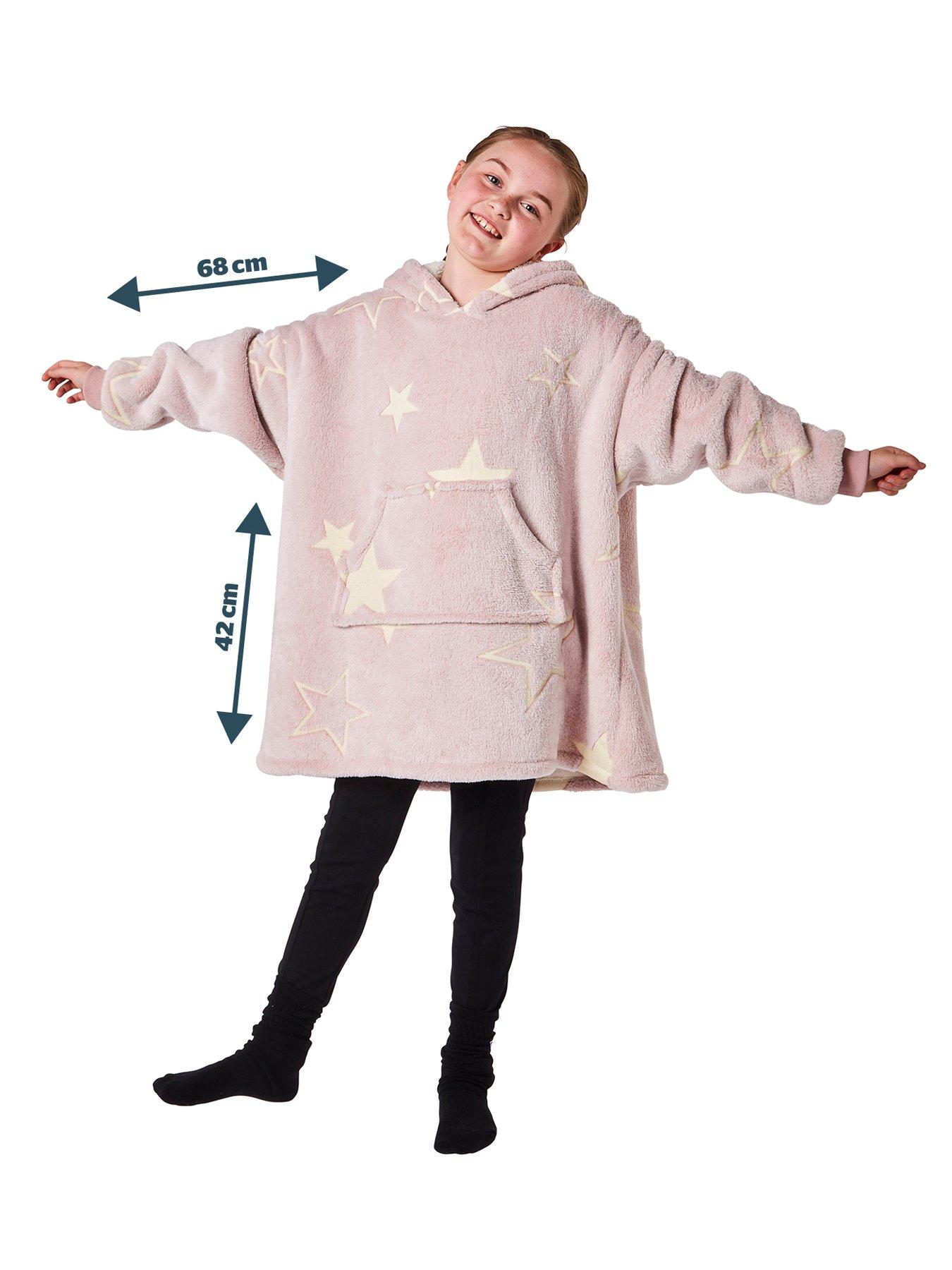  image of silentnight-snugsie-glow-in-the-dark-kids-oversized-hoodie-pink