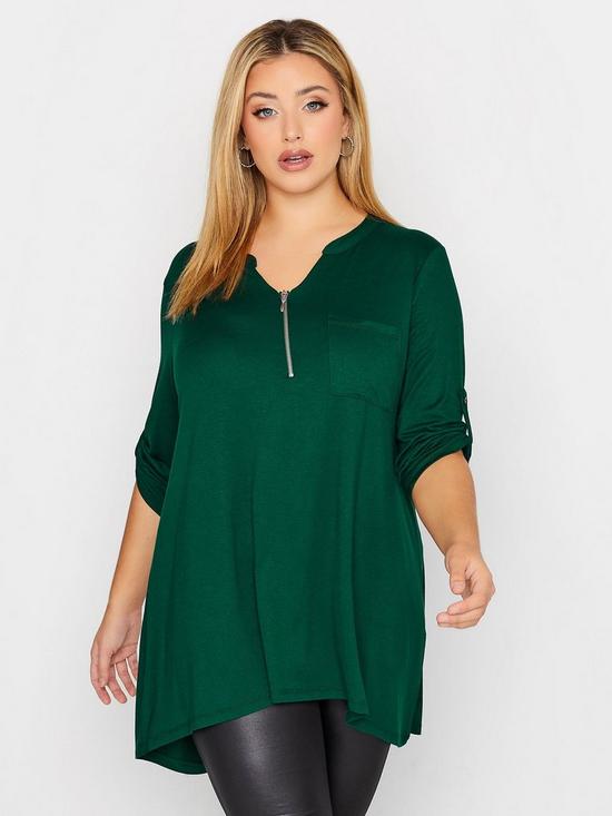 front image of yours-zip-front-shirt-forest-green