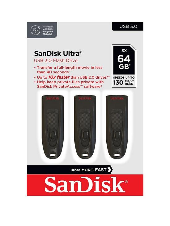 front image of sandisk-ultra-64gb-usb-30-flash-drive-3-pack