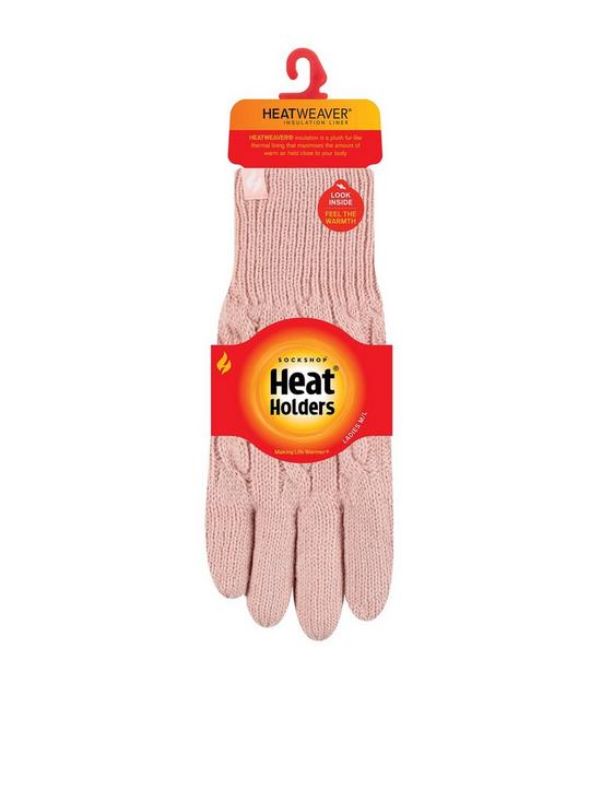 front image of heat-holders-willow-cable-gloves-dusky-pink