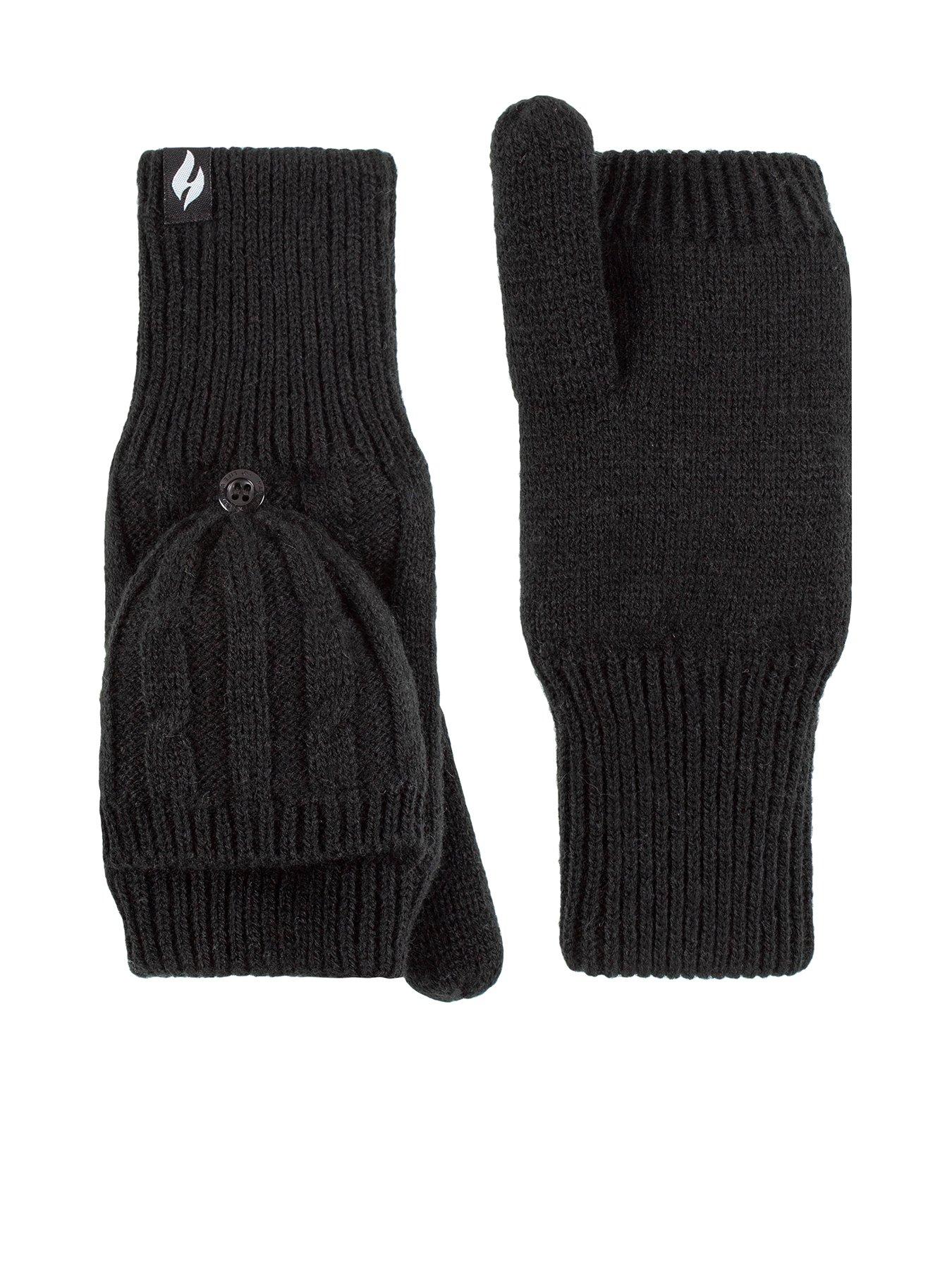 undefined Ash Cable Knit Converter Mittens - Black