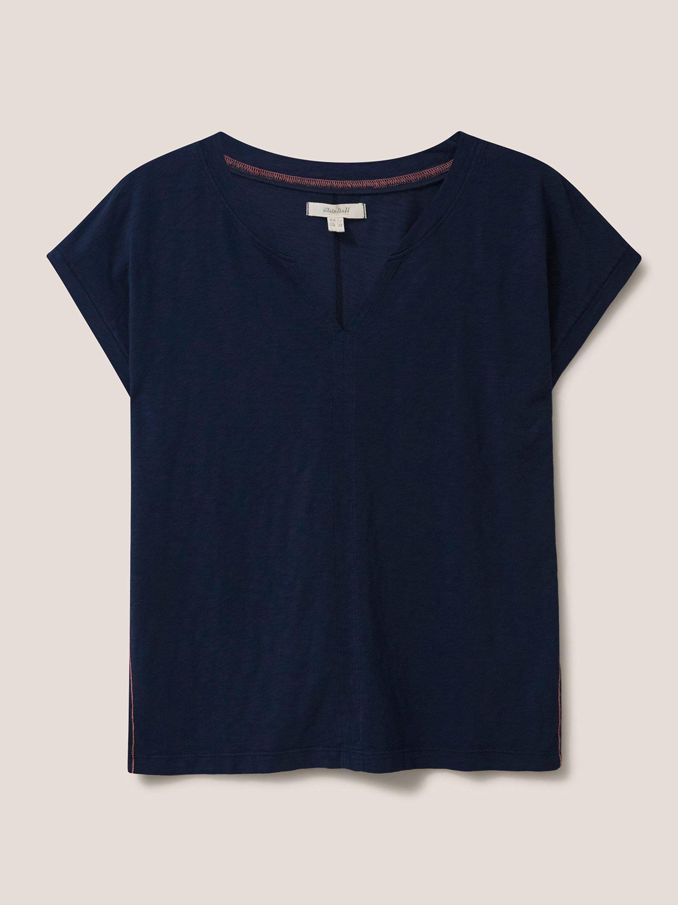 Image 4 of 6 of White Stuff Nelly Notch Neck Tee - Dark Navy