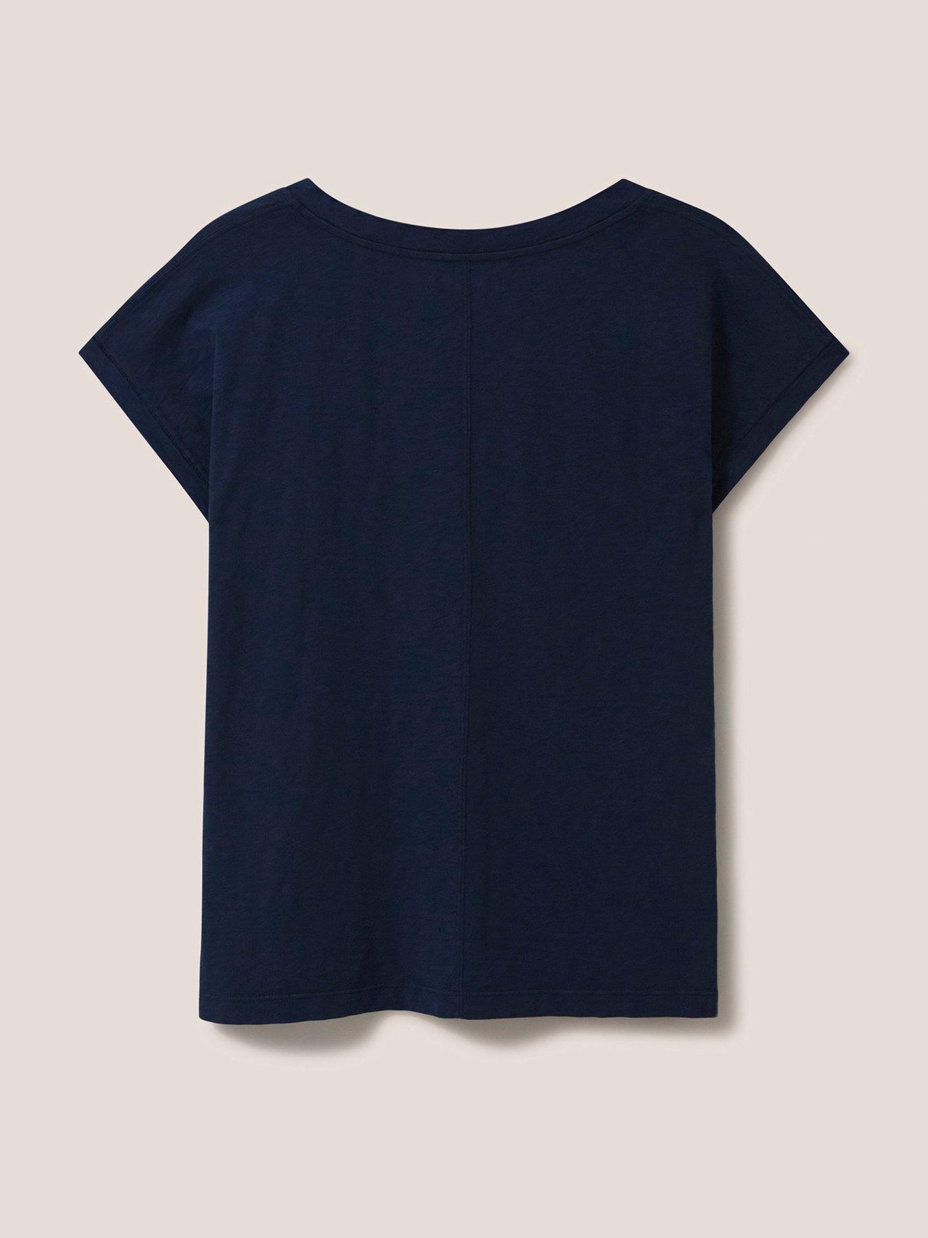 Image 5 of 6 of White Stuff Nelly Notch Neck Tee - Dark Navy