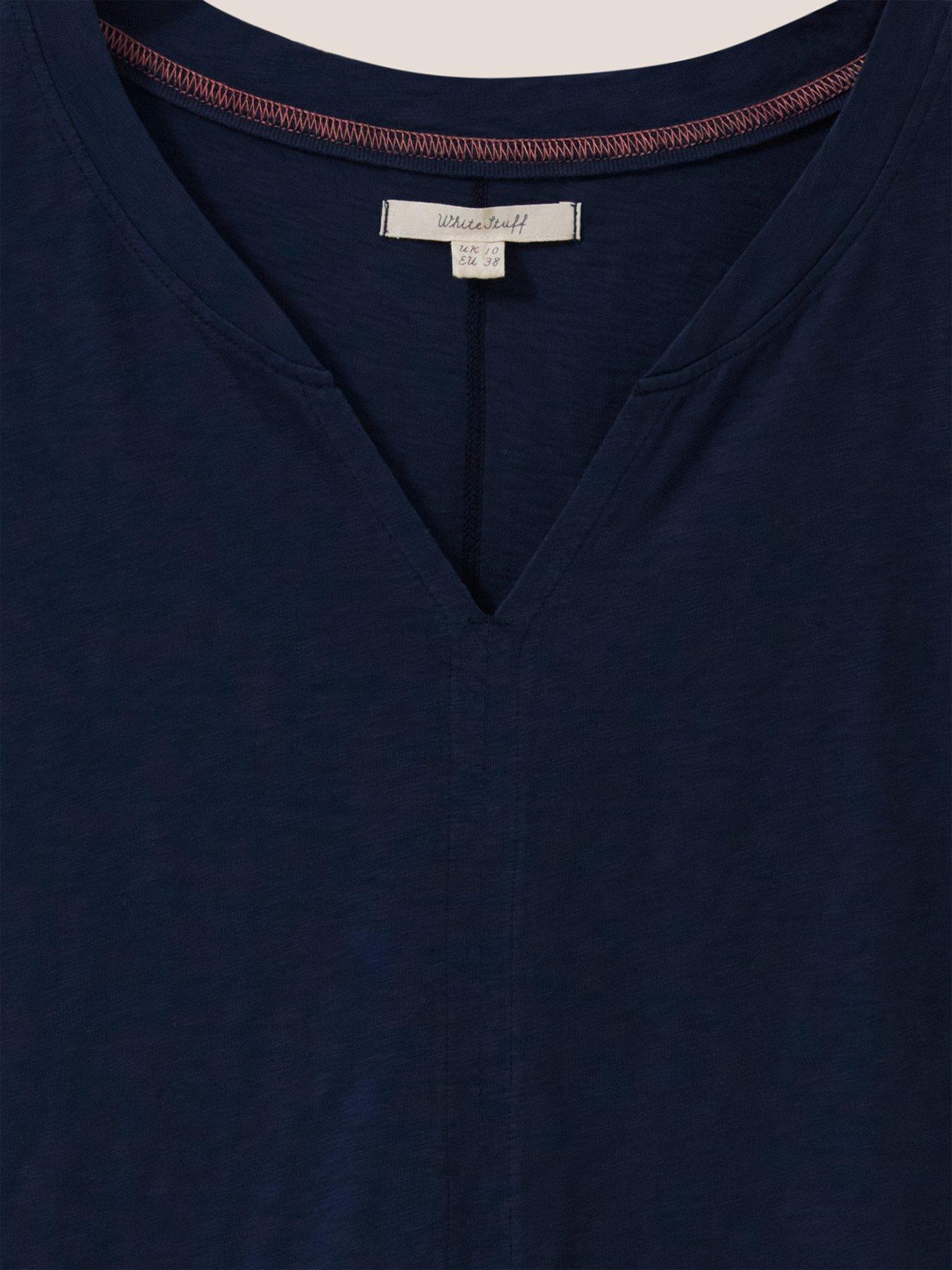 Image 6 of 6 of White Stuff Nelly Notch Neck Tee - Dark Navy