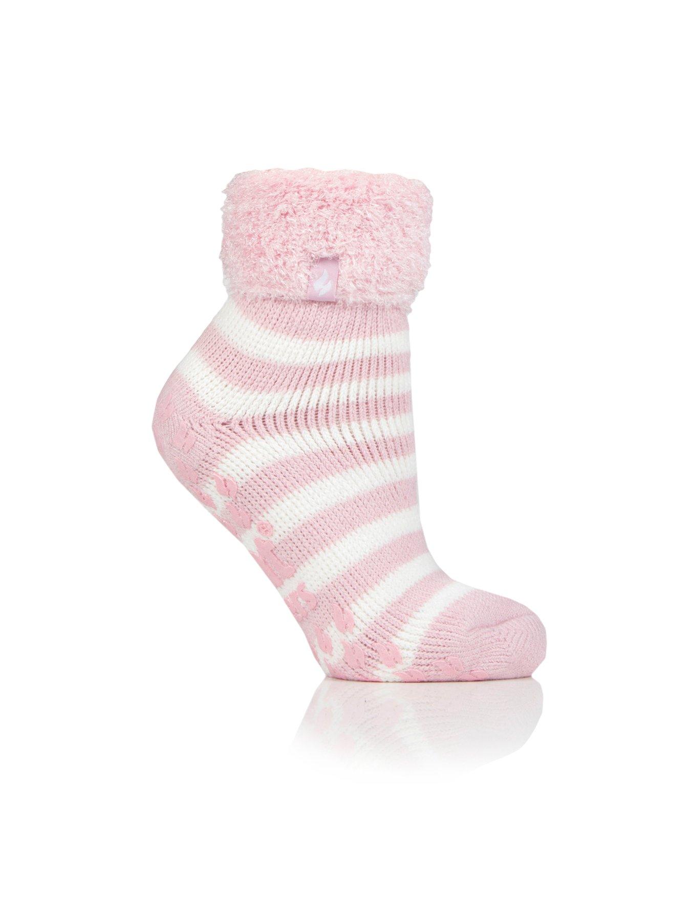  image of heat-holders-auckland-core-stripe-lounge-socks-ballerina-pink