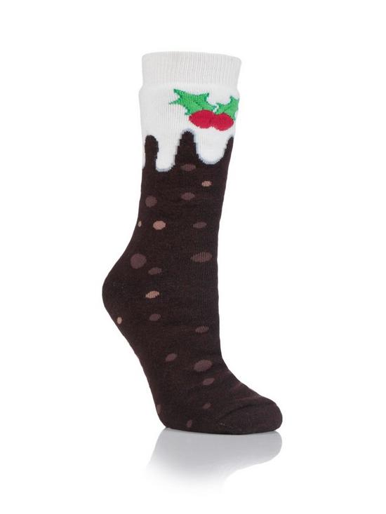 front image of heat-holders-pudding-christmas-socks