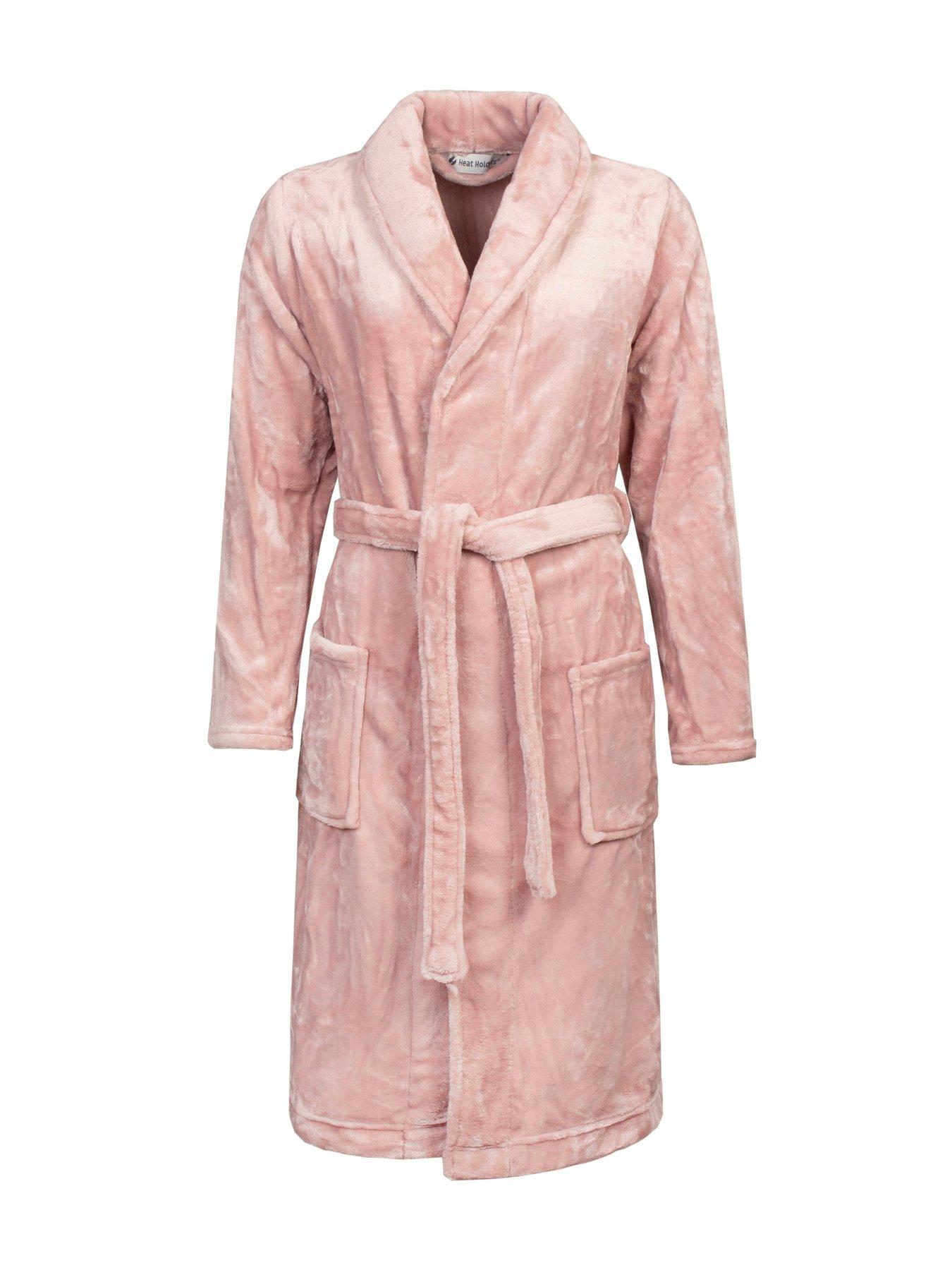 undefined Fleece Dressing Gown - Dusty Pink