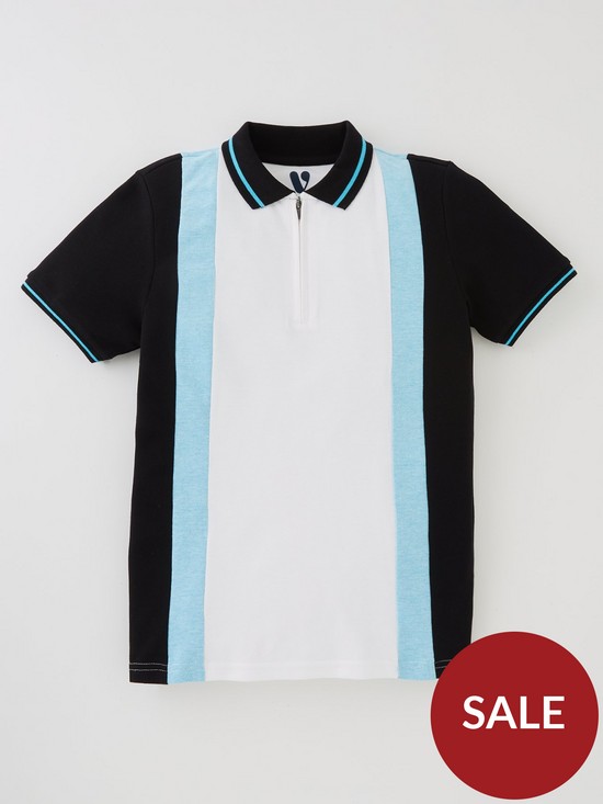 front image of v-by-very-boys-single-horizontal-cut-and-sew-polo-multi