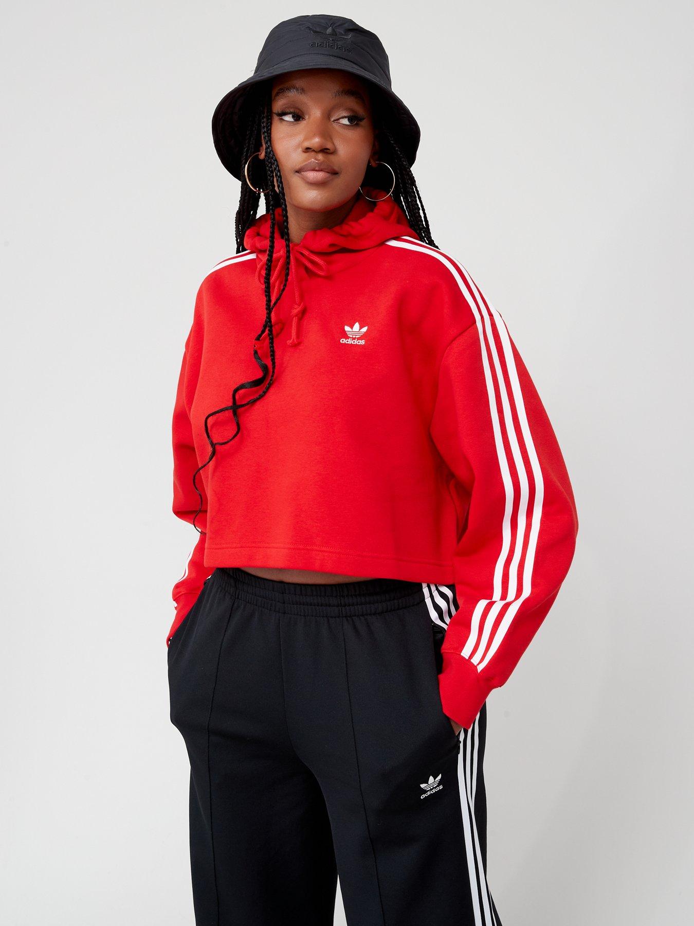 Adidas originals adicolor cropped hoodie in red best sale