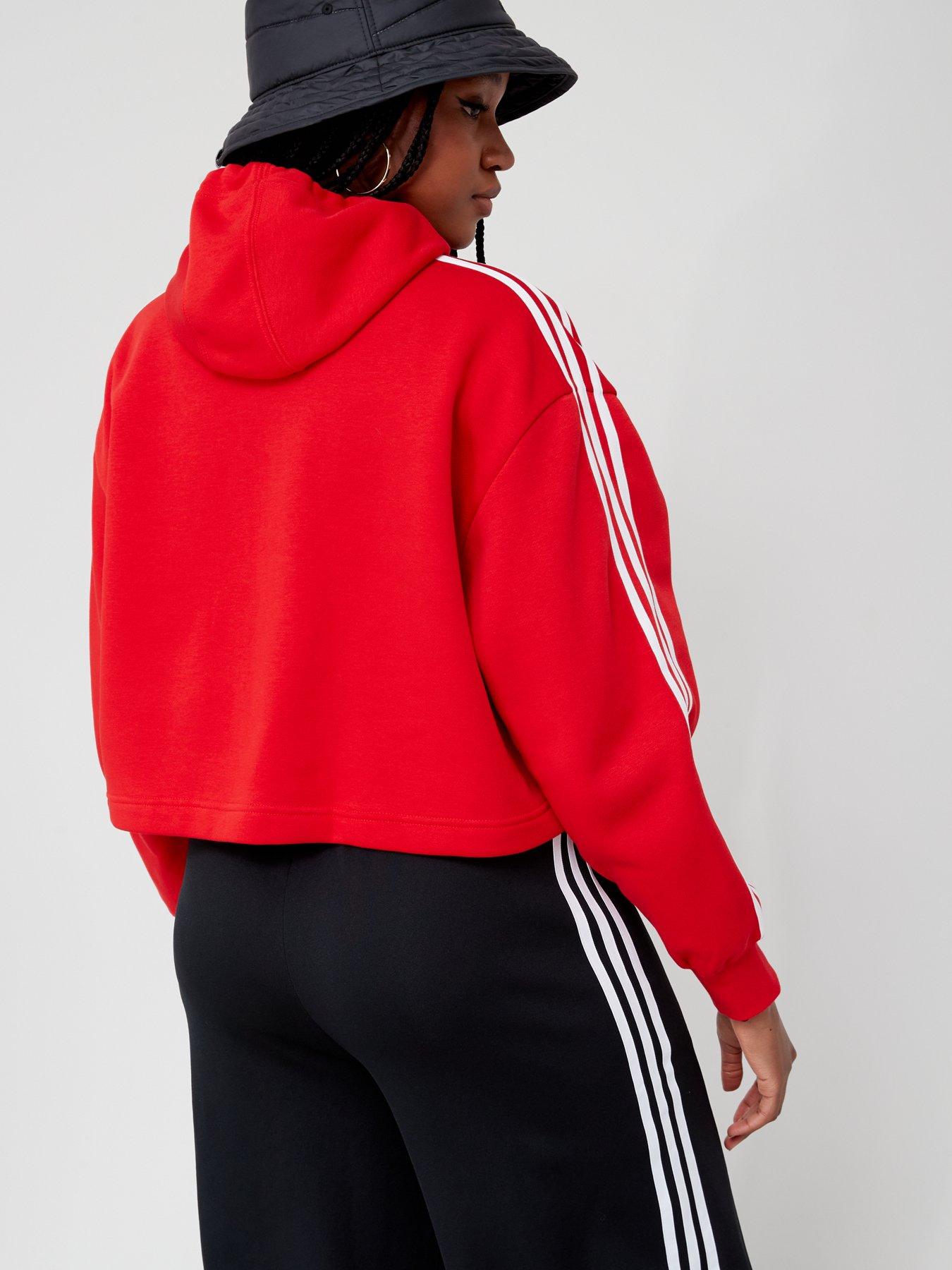 Originals adicolor cropped hoodie in clearance red