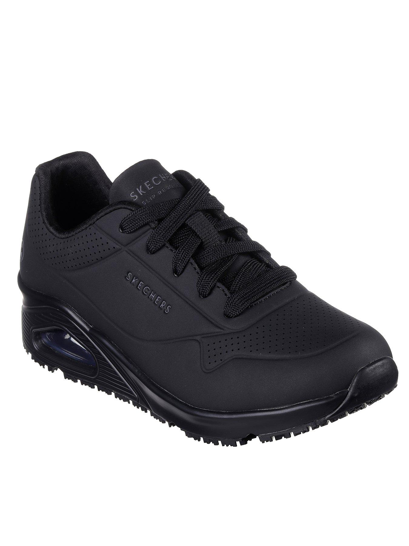Skechers Workwear Uno Slip Resistant Lace Up Trainer - Black