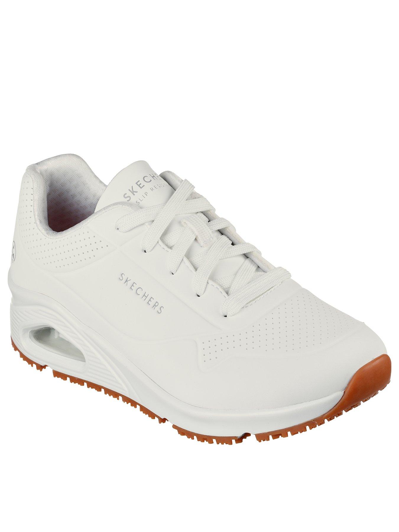 Image 1 of 4 of Skechers Workwear Uno Slip Resistant Lace Up Trainer - White