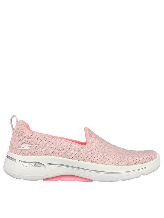 front image of skechers-go-walk-arch-fit-plimsoll-pink