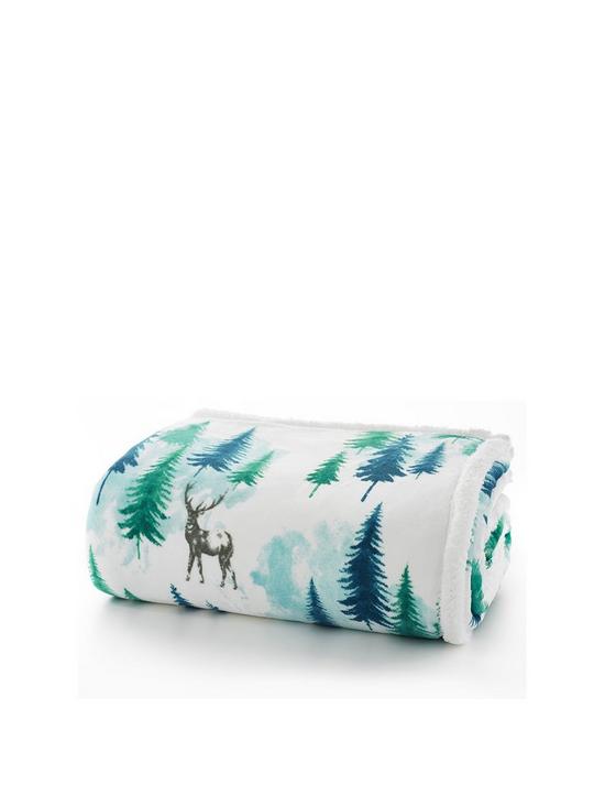 front image of deyongs-mountain-stag-christmas-throw-multi
