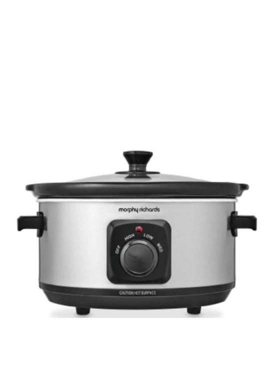 front image of morphy-richards-35l-460017-slow-cooker-brushed-stainless-steel