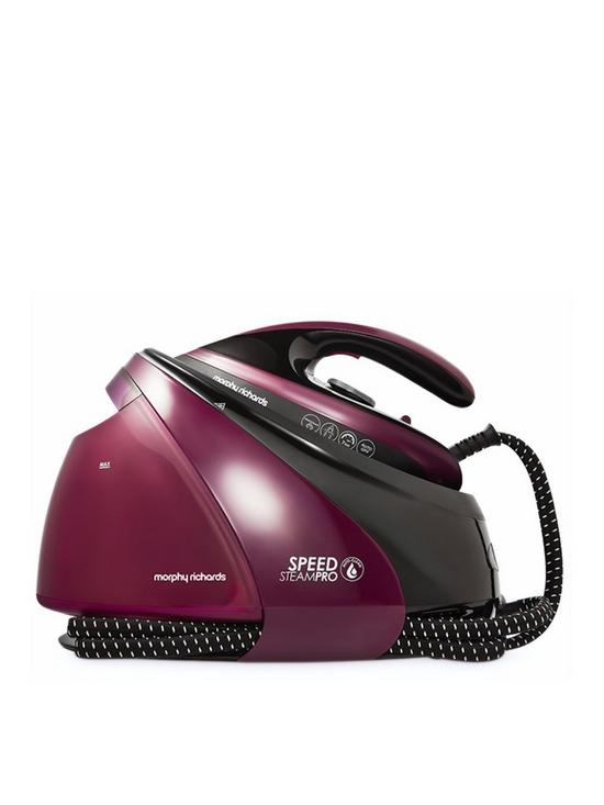 front image of morphy-richards-speed-steampro-332102-steam-generator-iron-mulberry