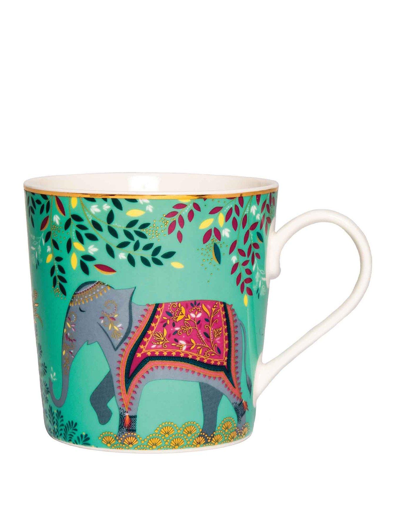 Image 1 of 7 of Sara Miller India Collection Mug &ndash; Elephant&rsquo;s Oasis
