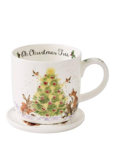 royal-worcester-wrendale-oh-christmas-tree-mug-and-coaster-set