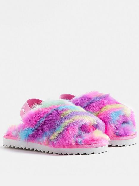 river-island-girls-multicoloured-faux-fur-slippers-pink