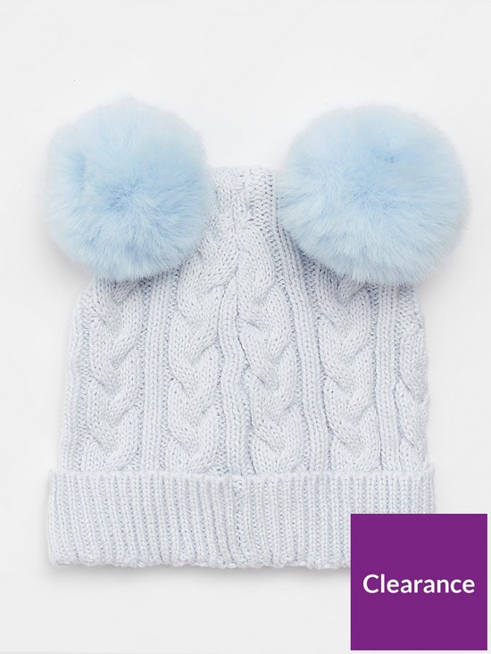 back image of river-island-baby-baby-double-pom-beanie-hat-blue