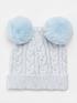  image of river-island-baby-baby-double-pom-beanie-hat-blue