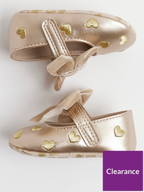 front image of river-island-baby-baby-girls-heart-shoe-rose-gold