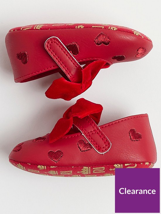 front image of river-island-baby-baby-girls-heart-shoe-rose-red