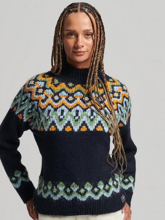 front image of superdry-vintage-slouchy-fairisle-knit-multi