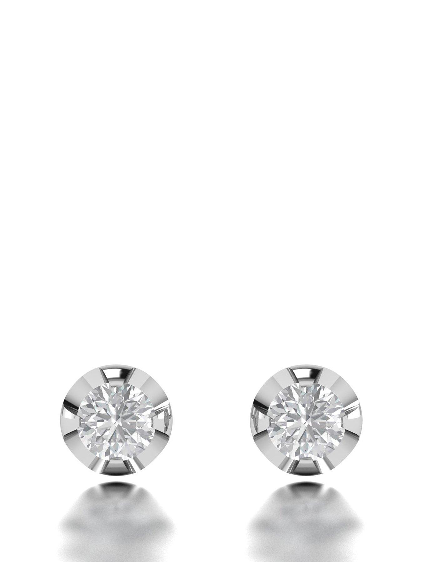  image of love-diamond-9ct-white-gold-060ct-diamond-stud-earring