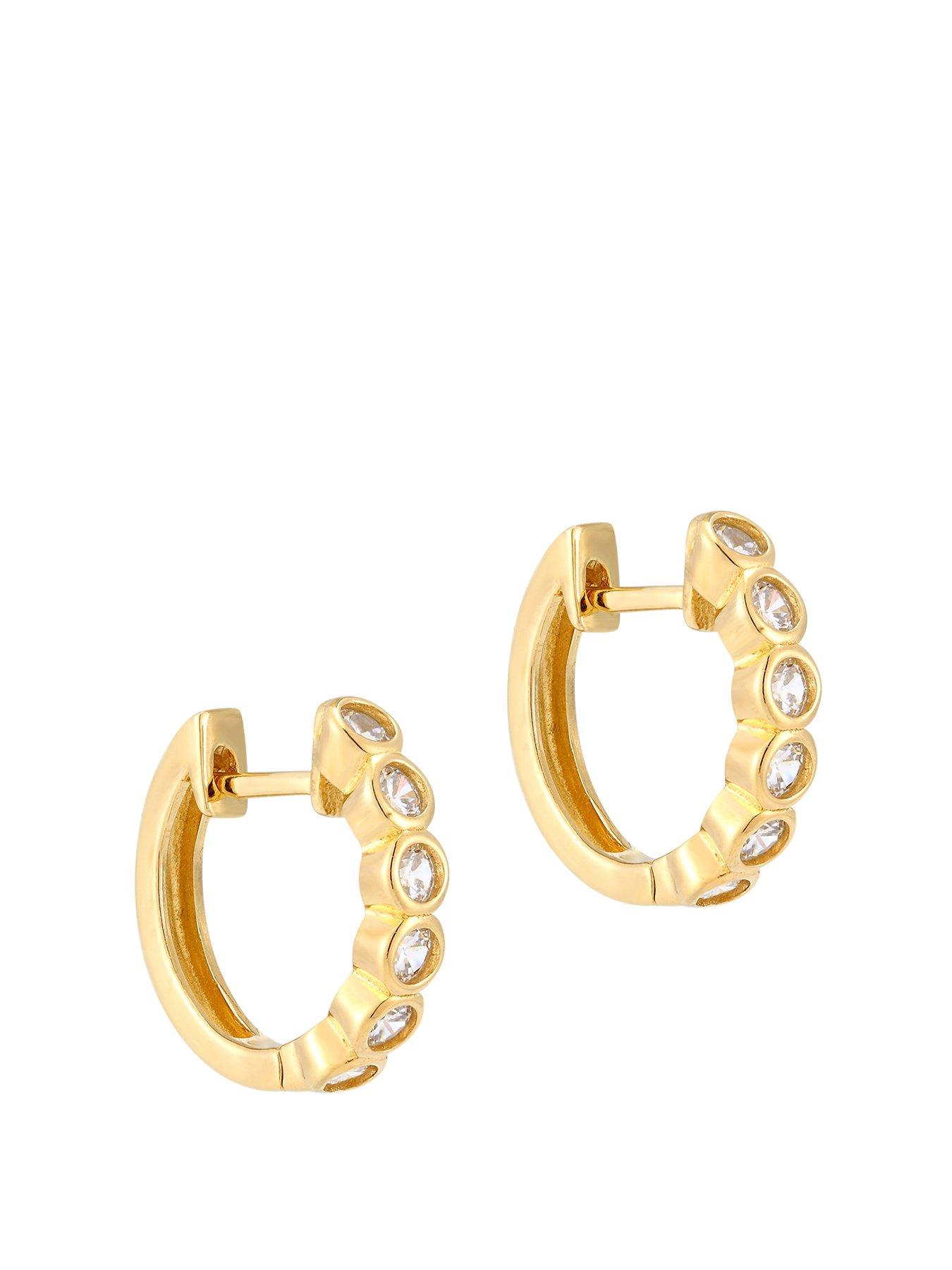 the-love-collection-18ct-gold-plated-sterling-silver-bezel-cz-huggie-earrings