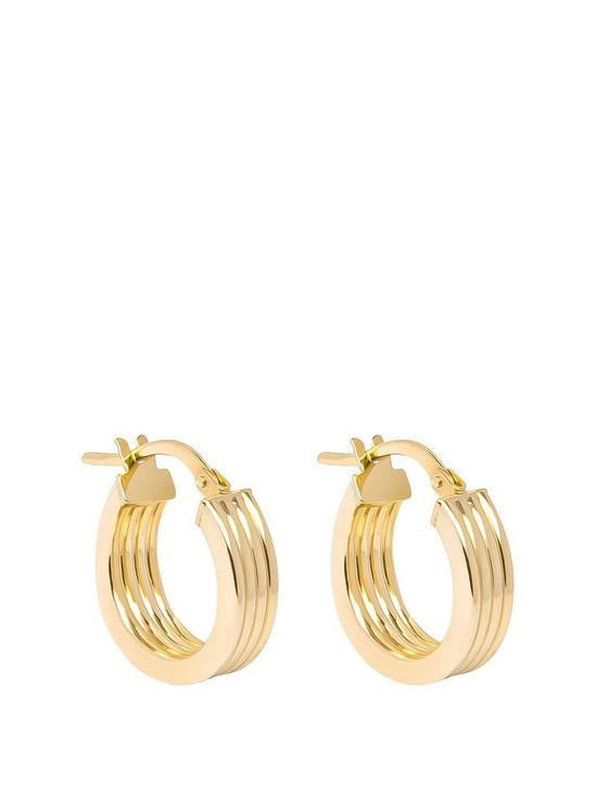 front image of love-gold-9ct-gold-ribbed-creole-hoop-earrings