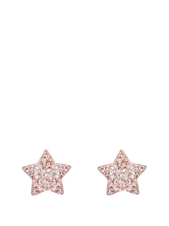 front image of the-love-silver-collection-sterling-silver-pink-crystal-star-stud-earrings