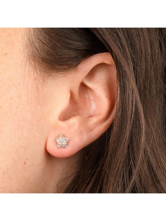 stillFront image of the-love-silver-collection-sterling-silver-pink-crystal-star-stud-earrings