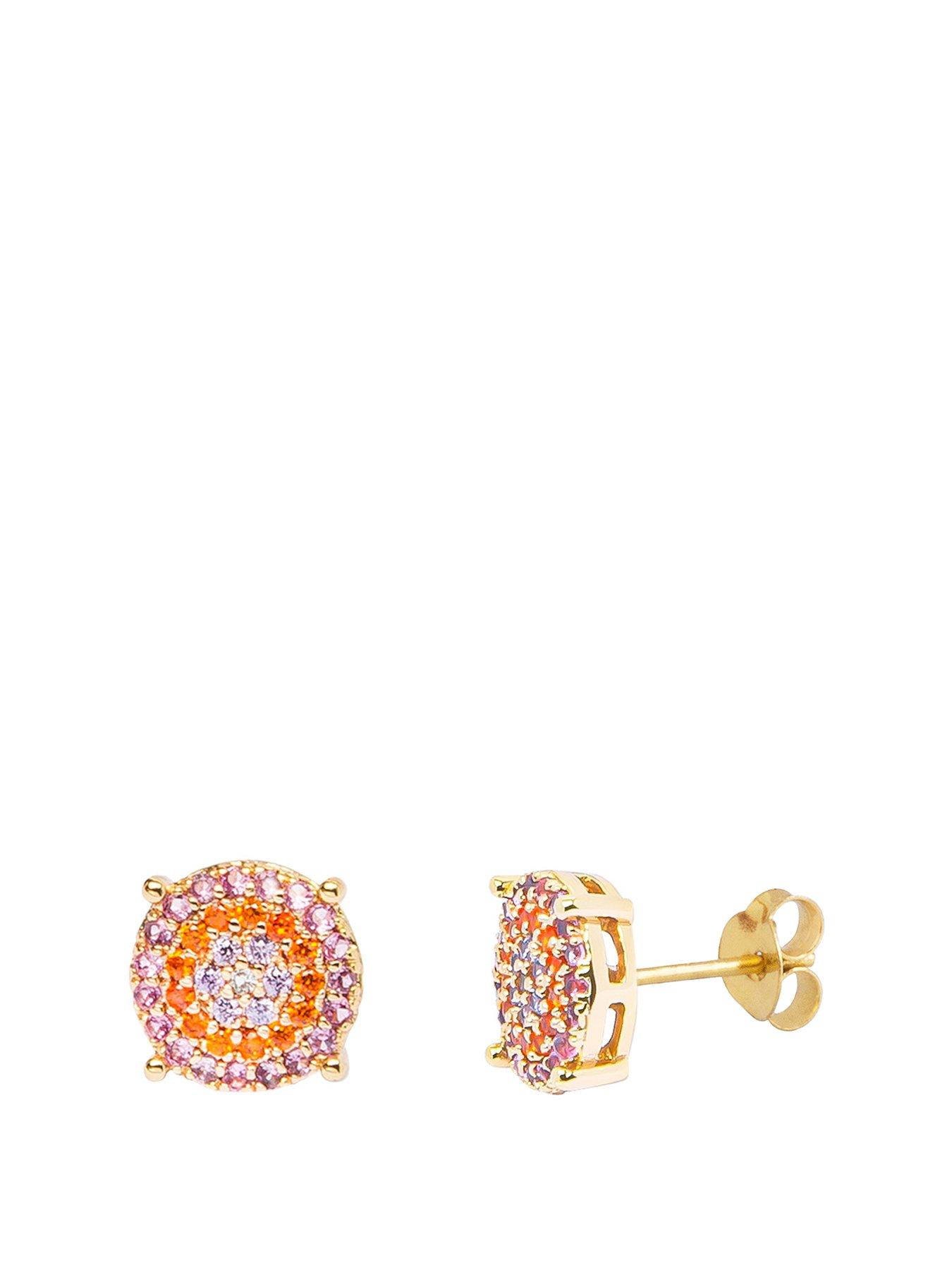 the-love-collection-18ct-gold-plated-sterling-silver-multi-coloured-pave-cz-stud-earrings