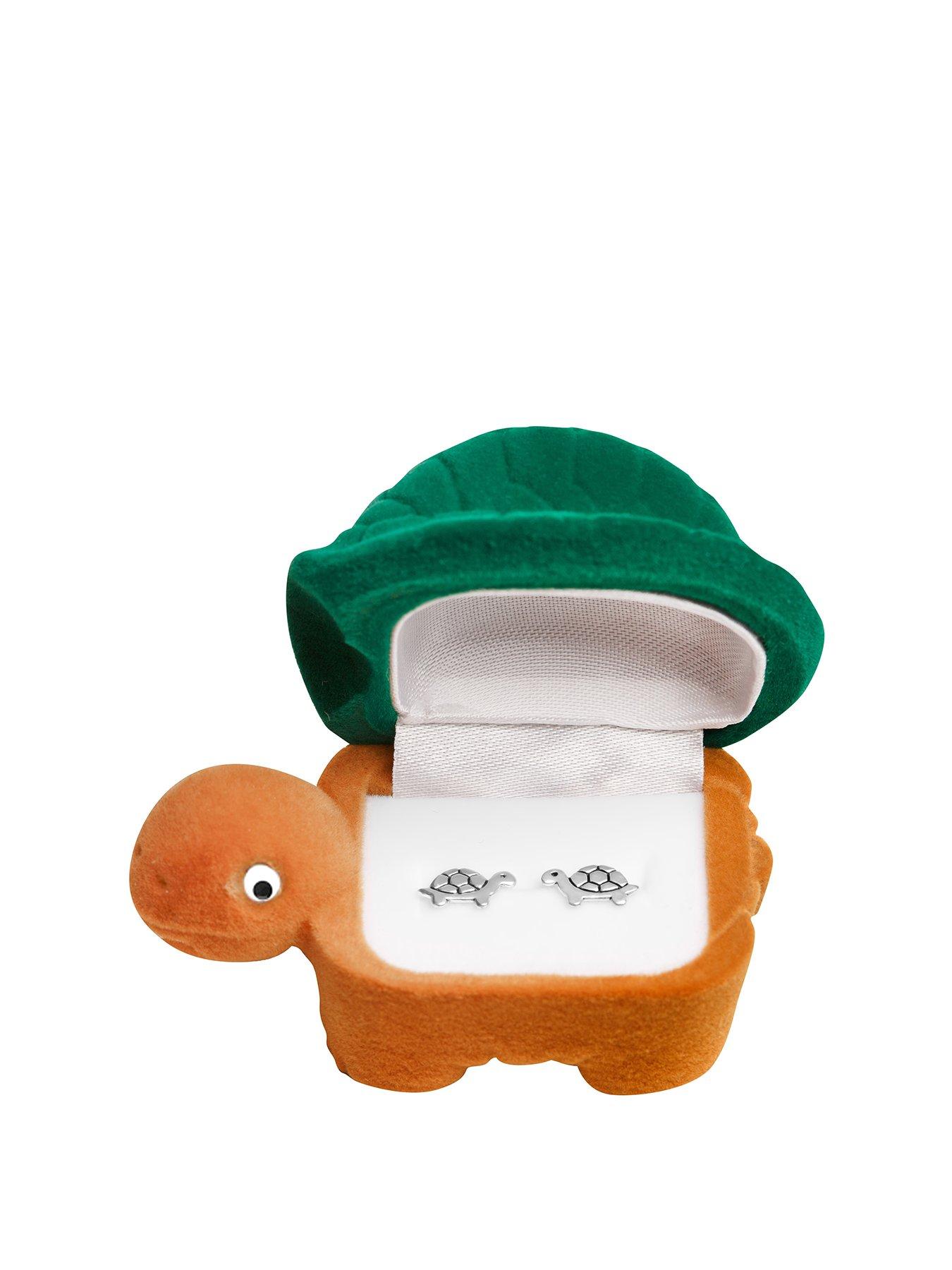 The Love Collection Sterling Silver Tortoise Stud Earrings with a Novelty Gift Box